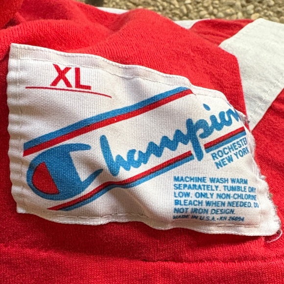 Red Vintage single Stitch San Francisco Forty Niners Shirt with White Stripes - Picture 11 of 14